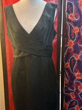 Italian made Black Sleeveless Wrap-Style Midi Dress